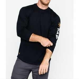 Hawx Men's Black Logo Crew Long Sleeve Work T-Shirt Size Small